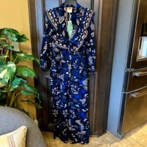 Farm Rio 100% Cotton Macaw Forest Black V-Neck Long Sleeves Jumpsuit